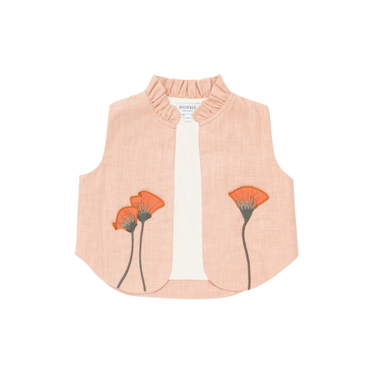 Sugy Linen Gilet | Poppy | Cloudy Rose